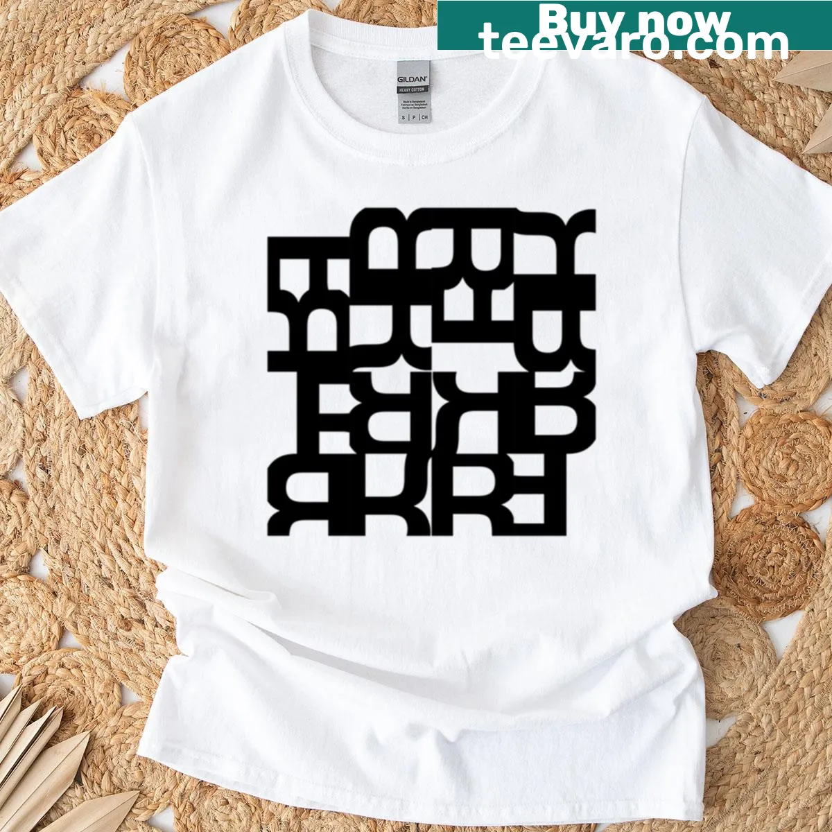 Cropped T-shirt featuring a bold letterform 'R' design — on a men's t-shirt