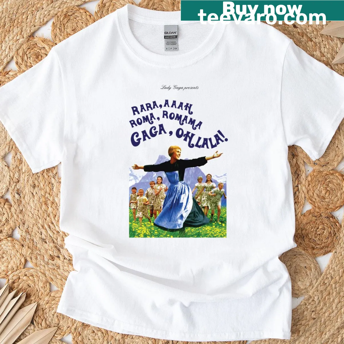 Text T-shirt with the phrase 'The Hills Are Alive With The Sound Of Gaga' — on a men's t-shirt
