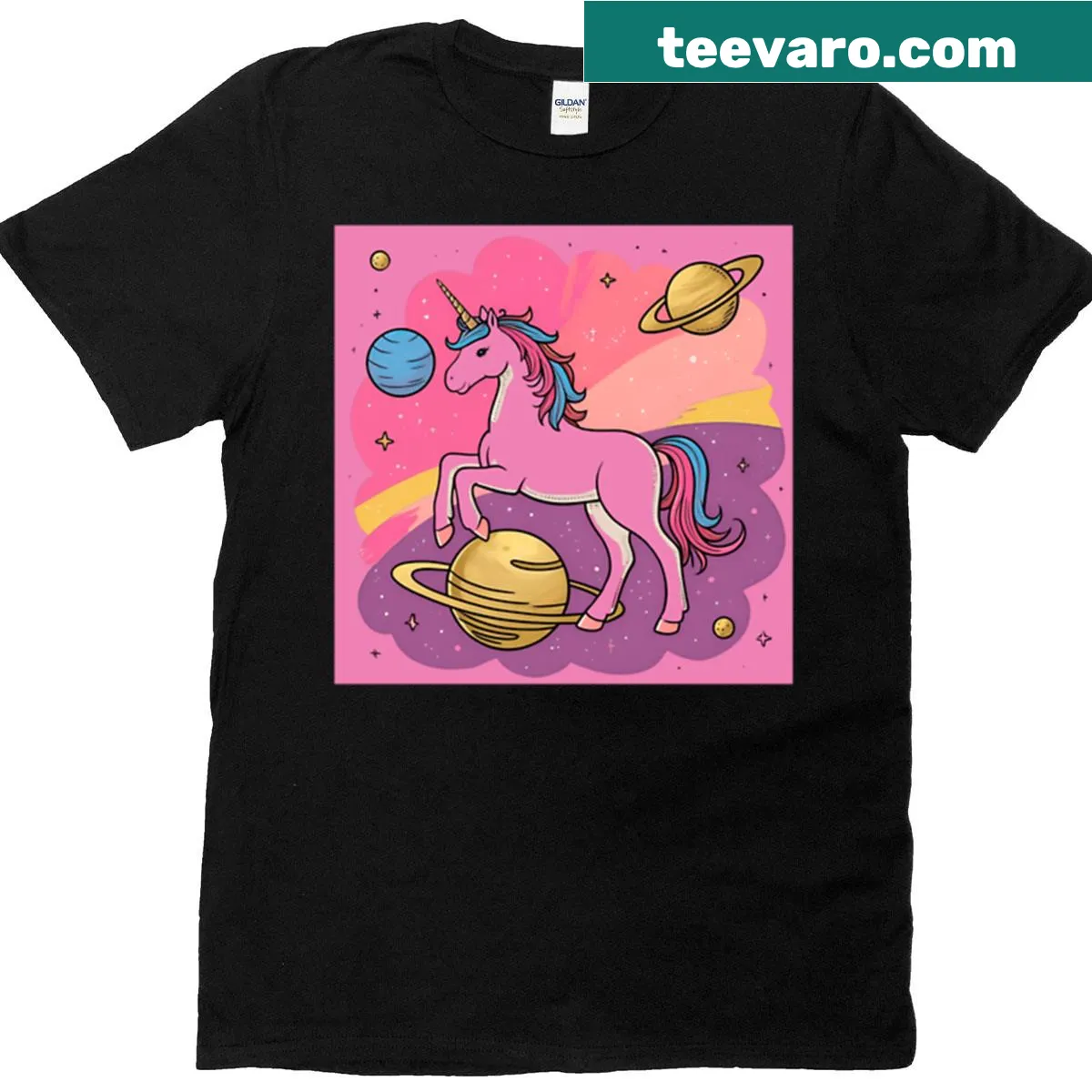 Cute unicorn-themed t-shirt designed for kids with a playful graphic — on a men's t-shirt