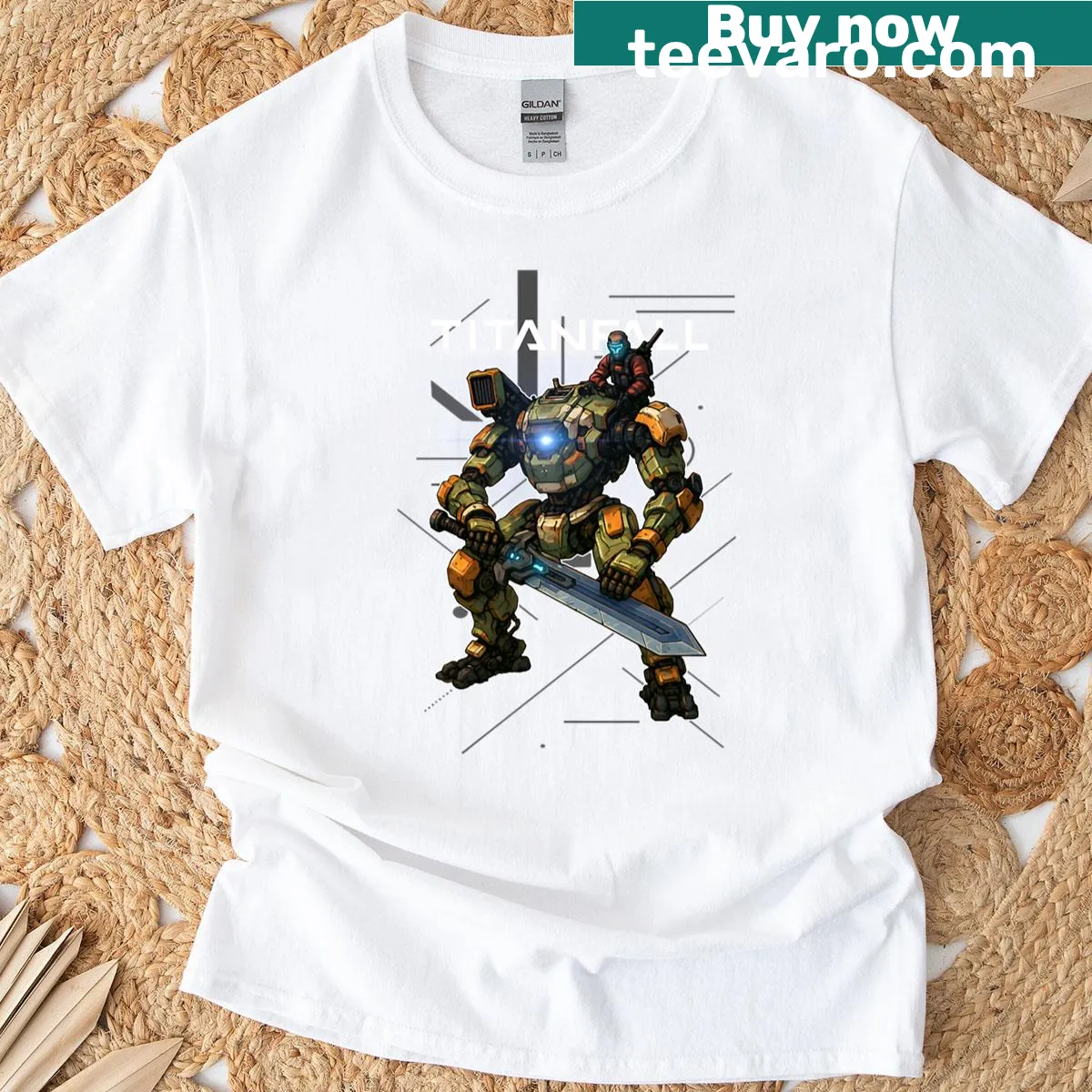 Titanfall themed t-shirt featuring elements from the video game. — on a men's t-shirt