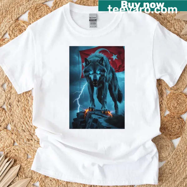 T-shirt with a humorous graphic of a Turkey Wolf