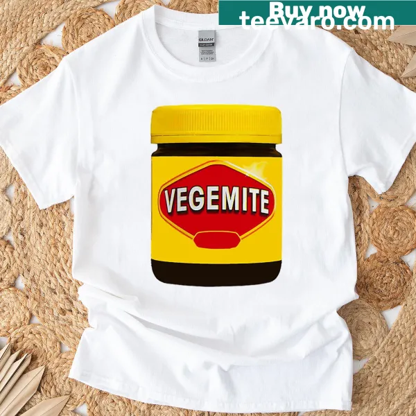 Illustrative Vegemite-themed T-shirt celebrating a beloved food item