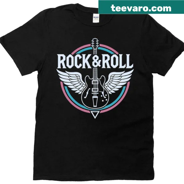 Retro winged guitar emblem design for music lovers