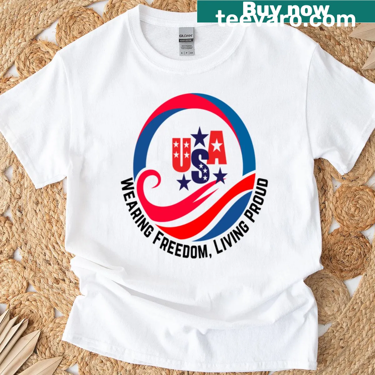 Patriotic T-shirt for women celebrating freedom — on a men's t-shirt
