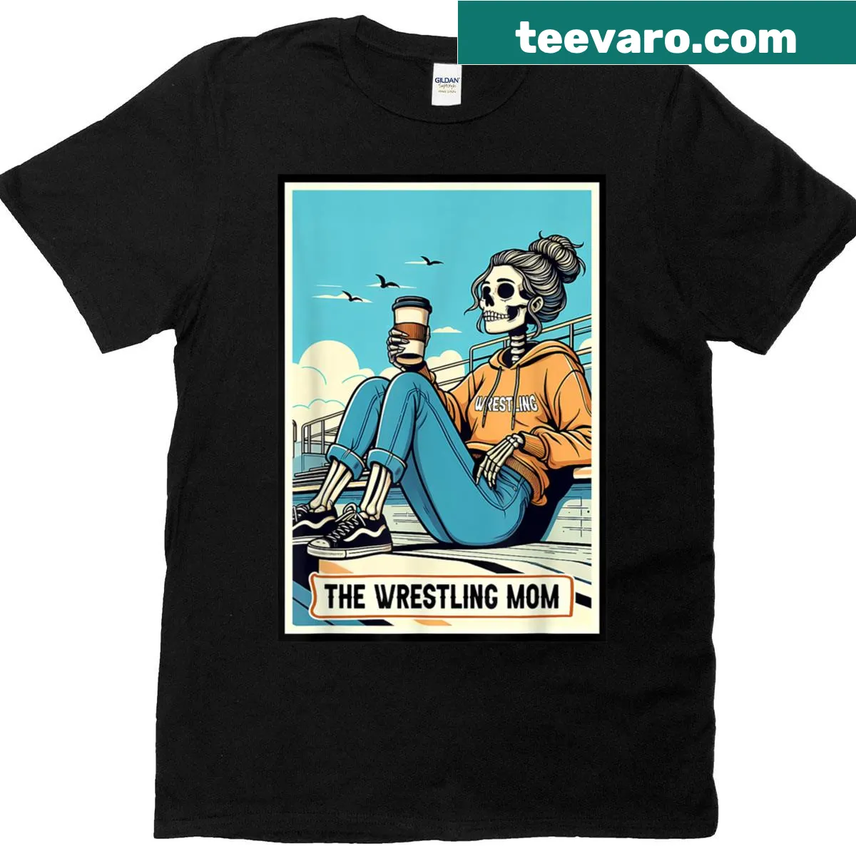 Tarot card design of a female wrestler for moms with a humorous twist — on a men's t-shirt
