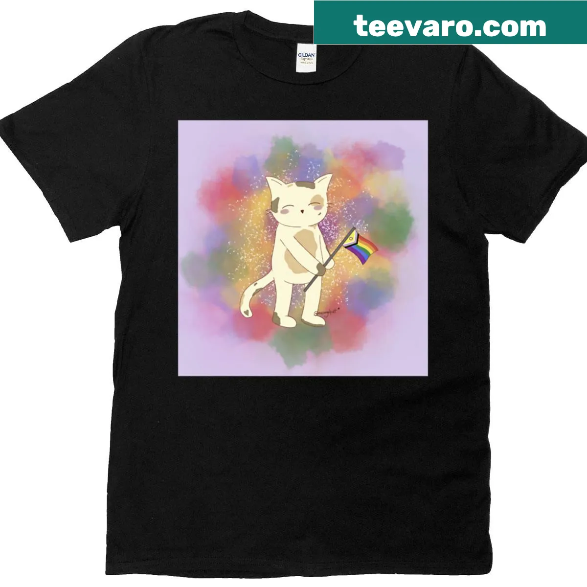 Cartoon cat design on a playful T-shirt — on a men's t-shirt