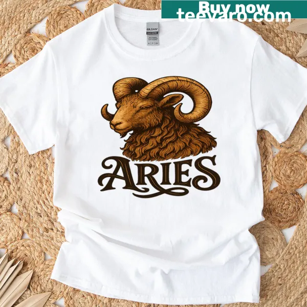 Astrology-themed T-shirt featuring Aries graphic