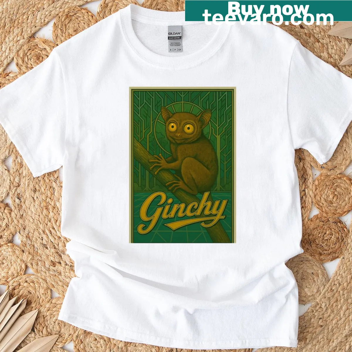Art Deco silhouette of a tarsier on a T-shirt — on a men's t-shirt