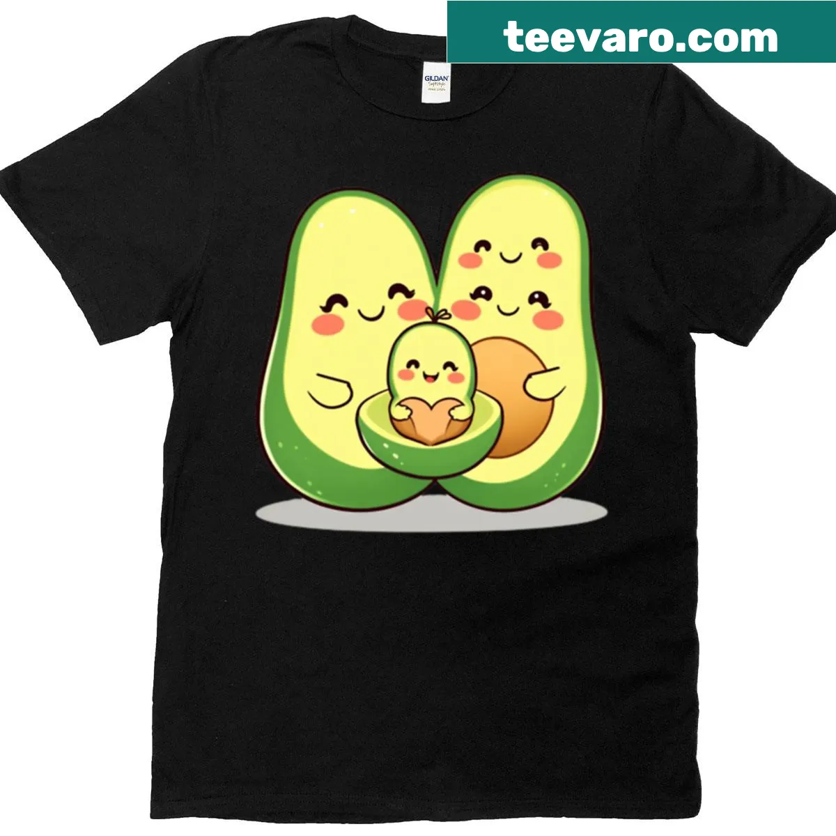 Cute avocado clan illustration on a family-themed t-shirt — on a men's t-shirt