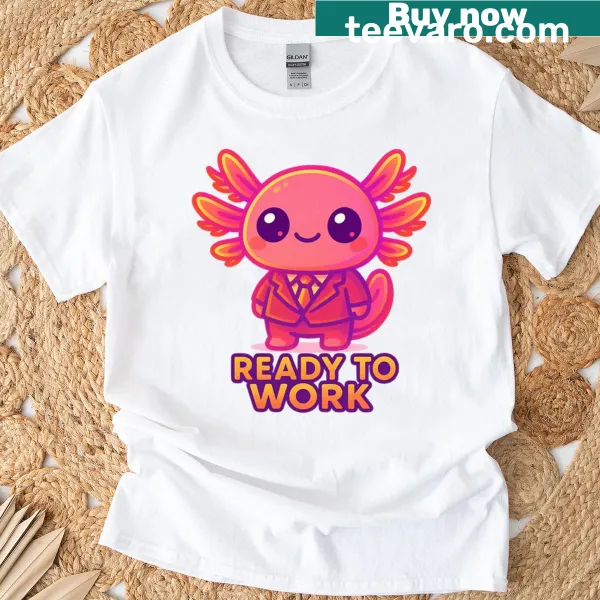 Illustration of an axolotl on a T-shirt, symbolizing triumph