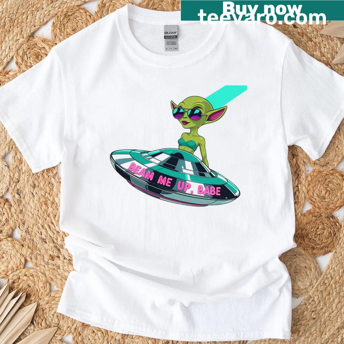 Oversized t-shirt with the playful phrase 'Beam Me' in bold typography — on a men's t-shirt