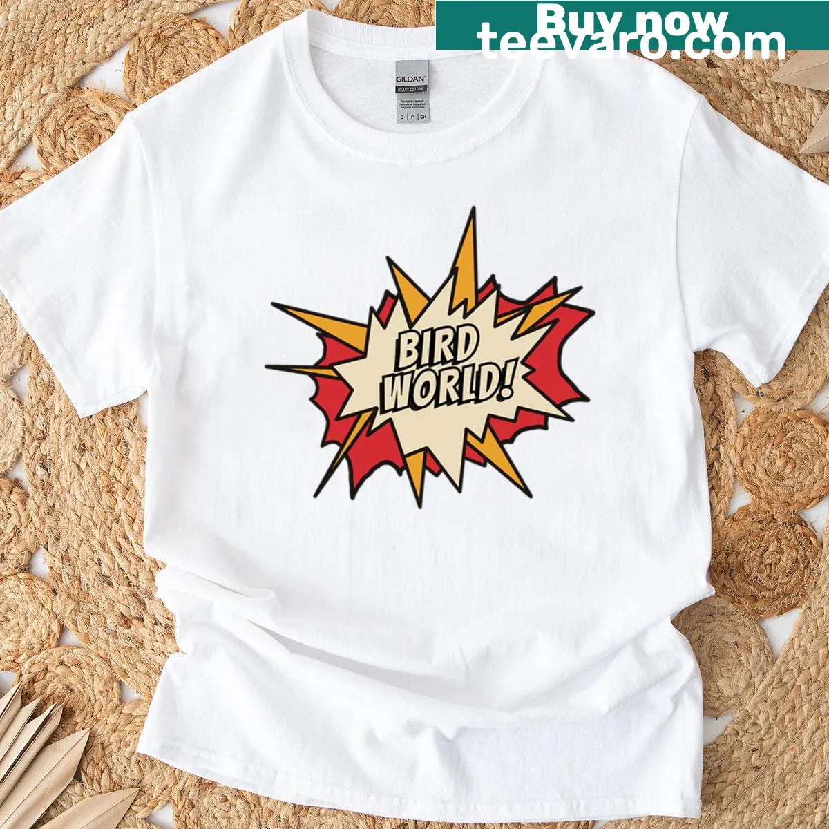 Oversized Lana Del Rey inspired Bird World T-shirt with artistic graphic — on a men's t-shirt
