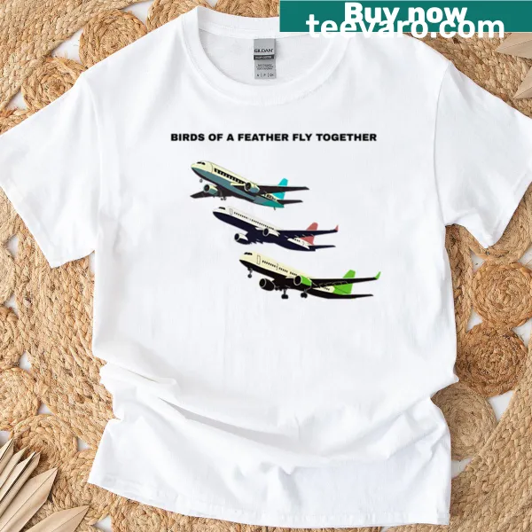 Oversized Birds Of A Feather Fly Together T-shirt with charming bird graphic