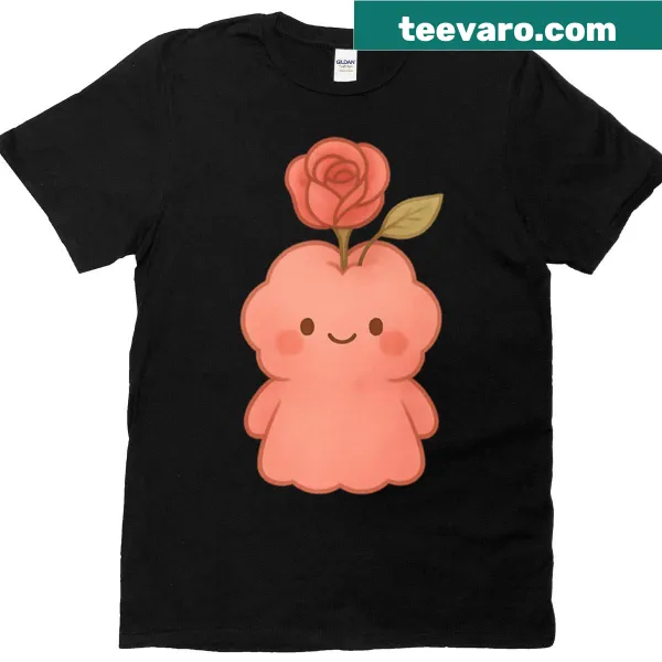Cute Rosibop character surrounded by flowers on a t-shirt