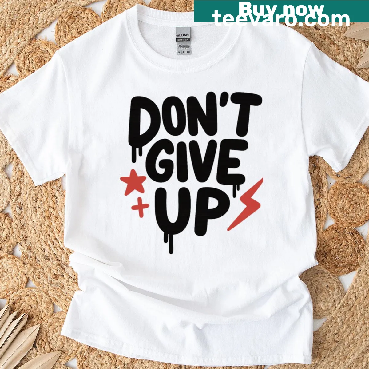 Minimalist T-shirt with bold drip graffiti art design — on a men's t-shirt