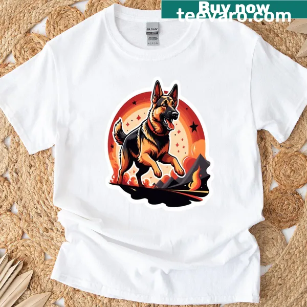 Brave German Shepherd T-shirt featuring an illustration of the dog