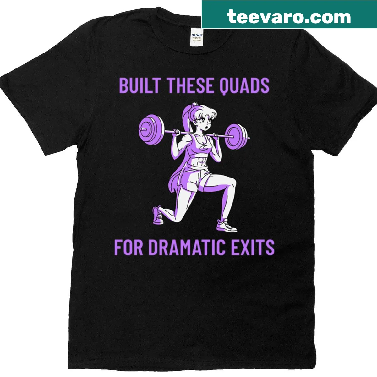 Funny exercise T-shirt with the phrase about dramatic exits and quads — on a men's t-shirt