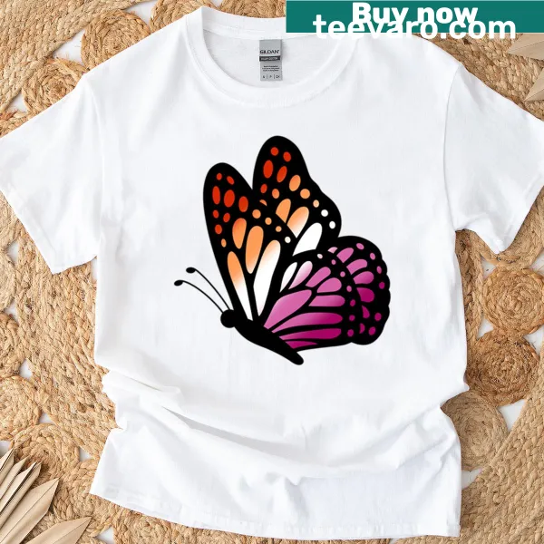 T-shirt featuring butterfly design celebrating Lesbian Wlw Pride