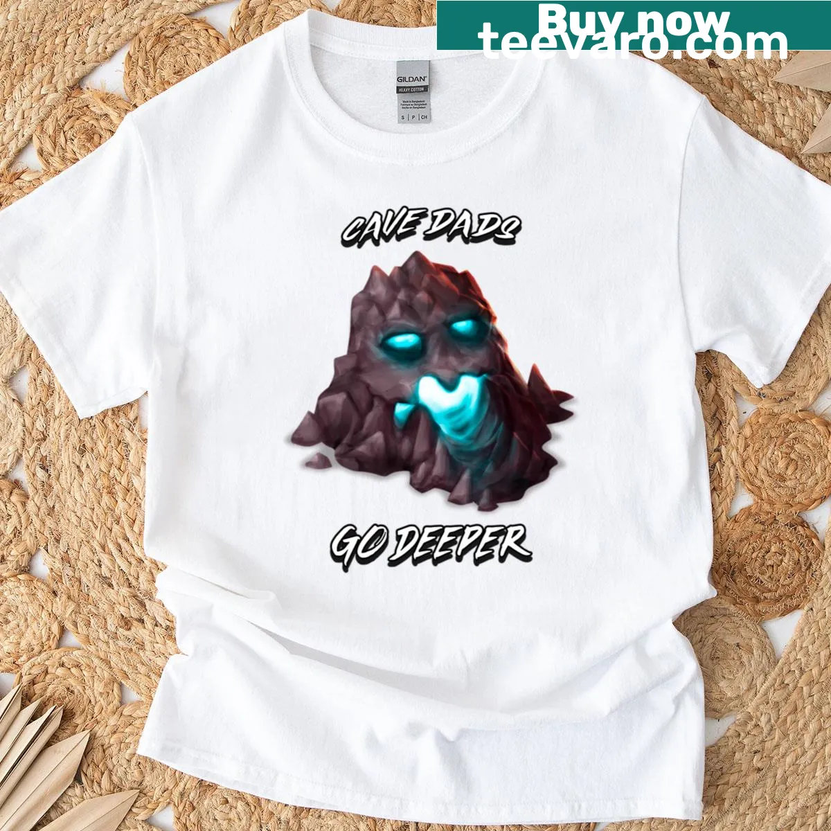 Humorous caving-themed t-shirt for adventurous dads — on a men's t-shirt