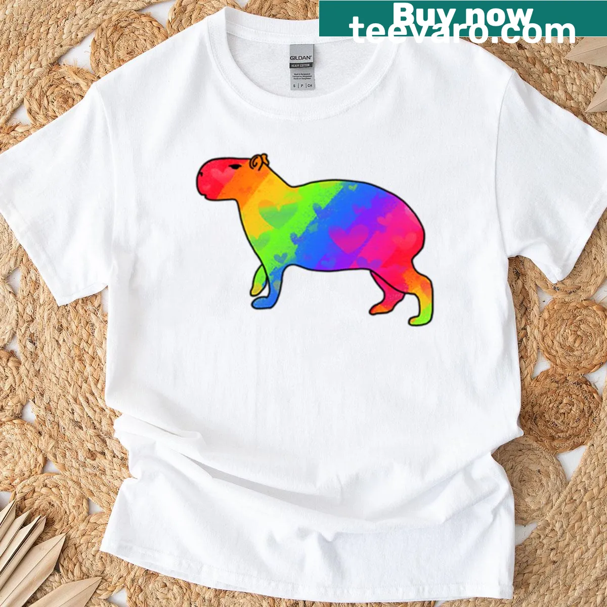 Whimsical oversized t-shirt featuring a retro cap illustration — on a men's t-shirt