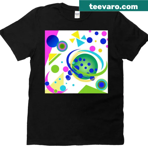 T-shirt with an abstract design of circles and triangles