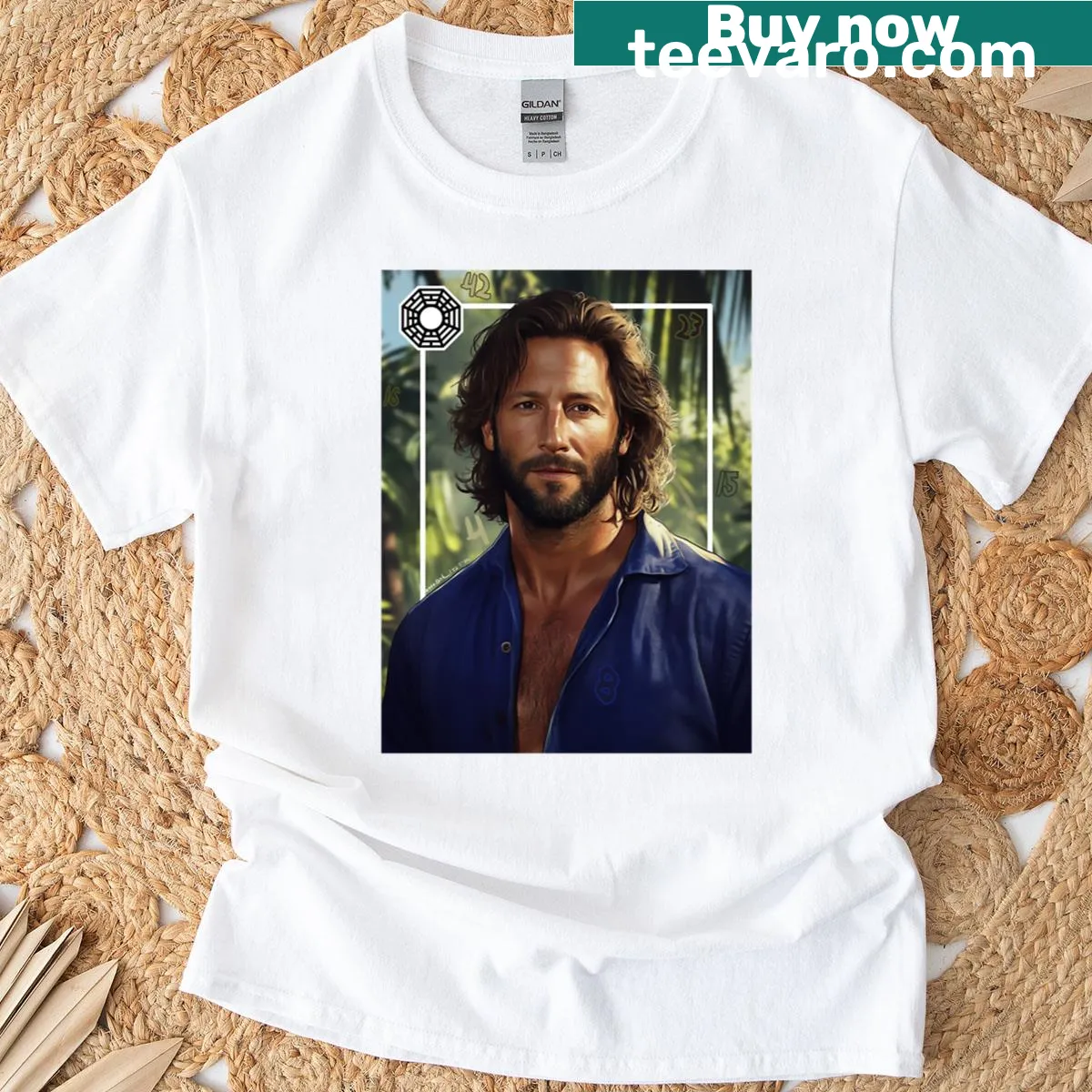 Illustration of an immortal disciple centered on the shirt — on a men's t-shirt