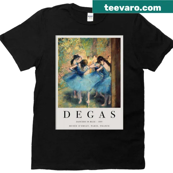 Art t-shirt featuring Degas's blue dancers illustration