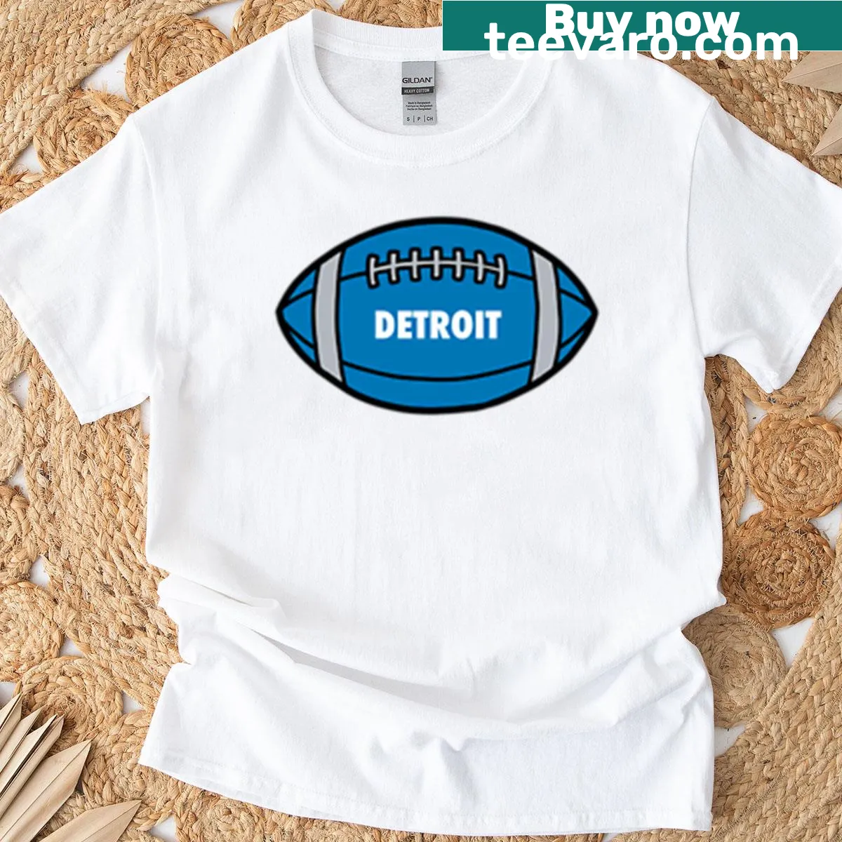 Bold Detroit Football t-shirt featuring a dynamic football graphic — on a men's t-shirt