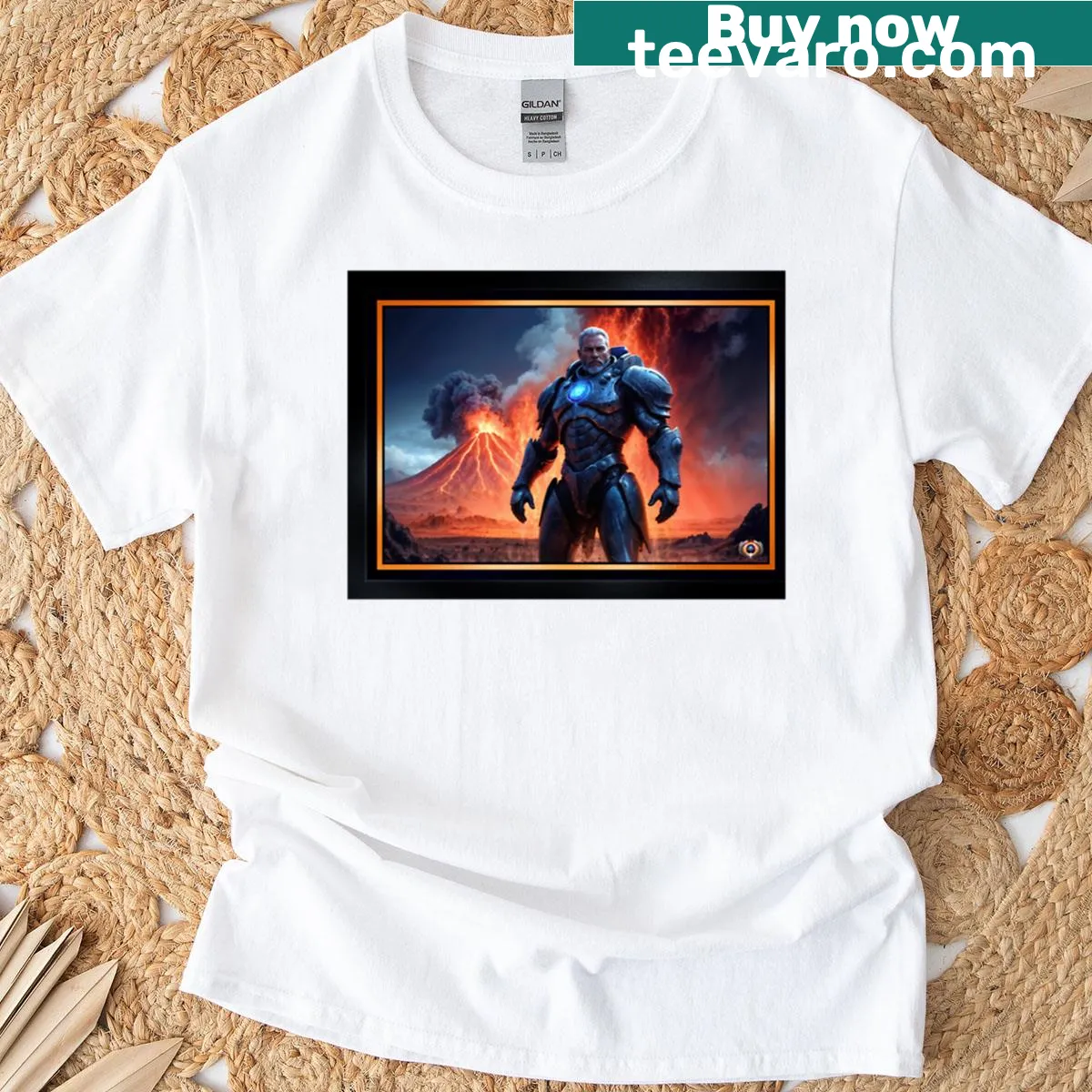 Dramatic portrait graphic of Captain Keldor on a t-shirt — on a men's t-shirt