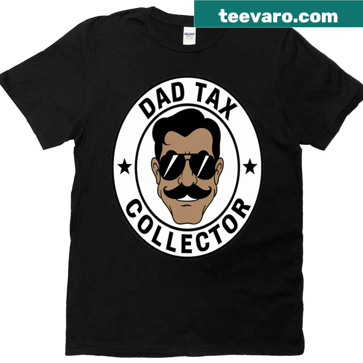 T-shirt with humorous tax collector badge design for dads — on a men's t-shirt