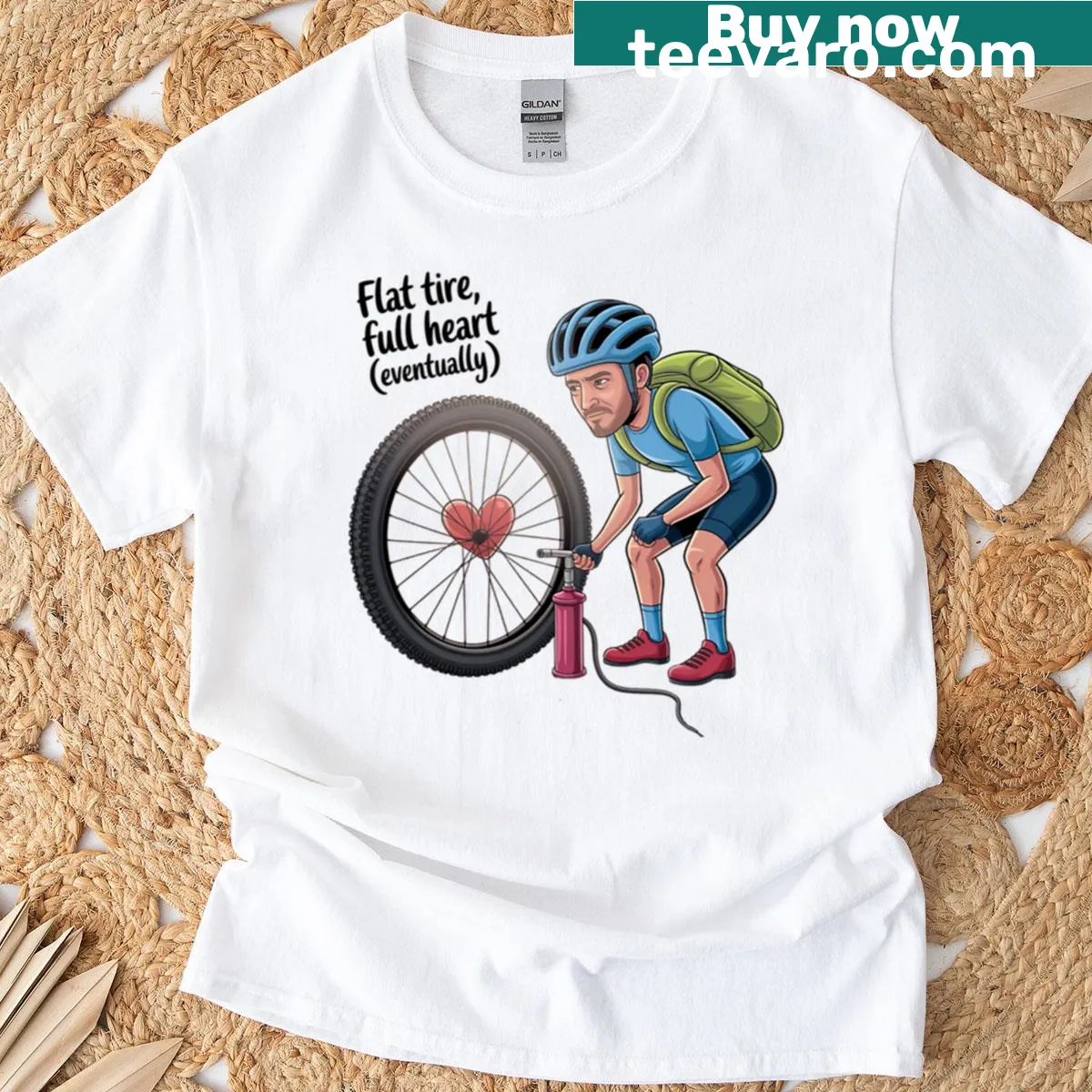 Humorous mountain biking T-shirt with a vintage-style graphic. — on a men's t-shirt