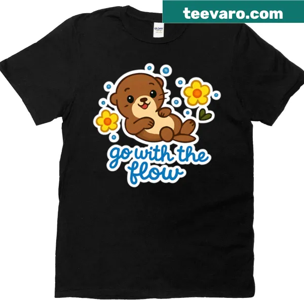 T-shirt featuring a playful otter sticker graphic