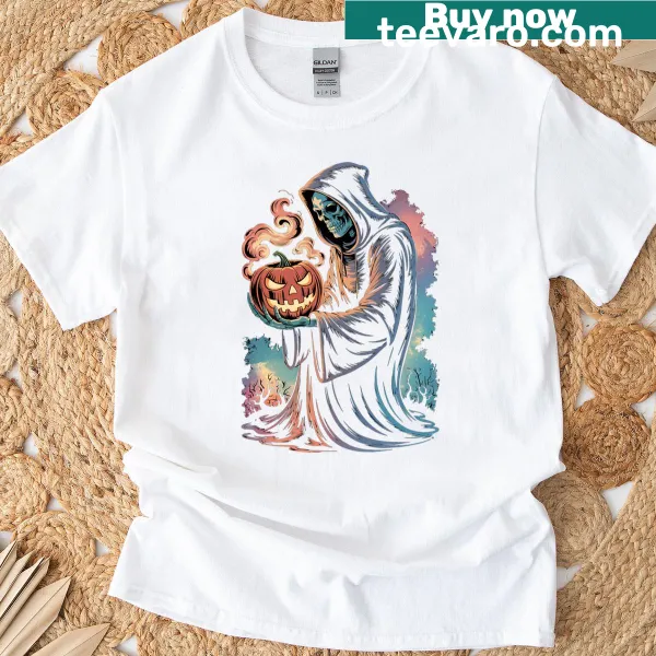 Spooky Halloween-themed T-shirt with horror elements