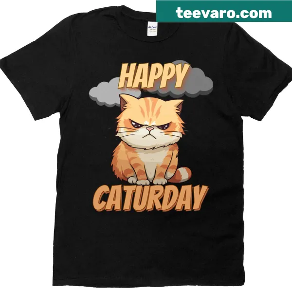 Adorable cartoon T-shirt featuring a happy orange cat