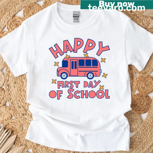 Cheerful t-shirt celebrating the first day of school
