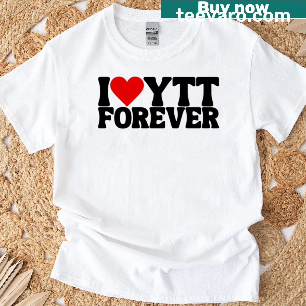 Oversized T-shirt with the phrase 'I Love Ytt Forever' — on a men's t-shirt