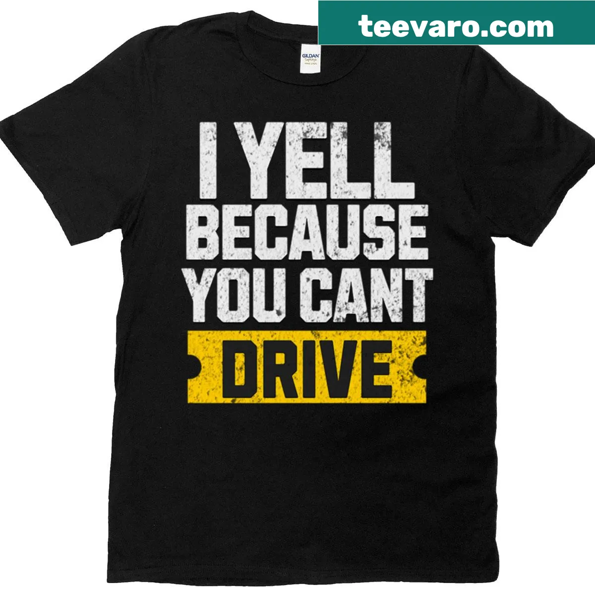 Sarcastic racing driver t-shirt with humorous text — on a men's t-shirt