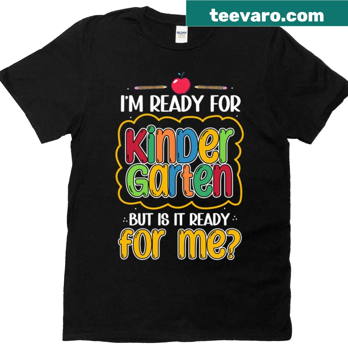 T-shirt announcing readiness for kindergarten with cheerful typography — on a men's t-shirt