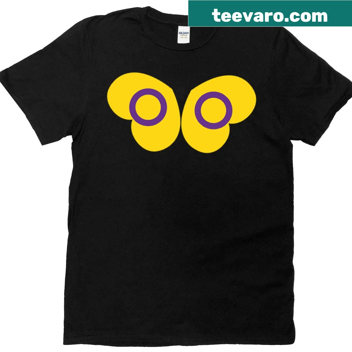 Butterfly with intersex flag and hearts graphic on T-shirt — on a men's t-shirt