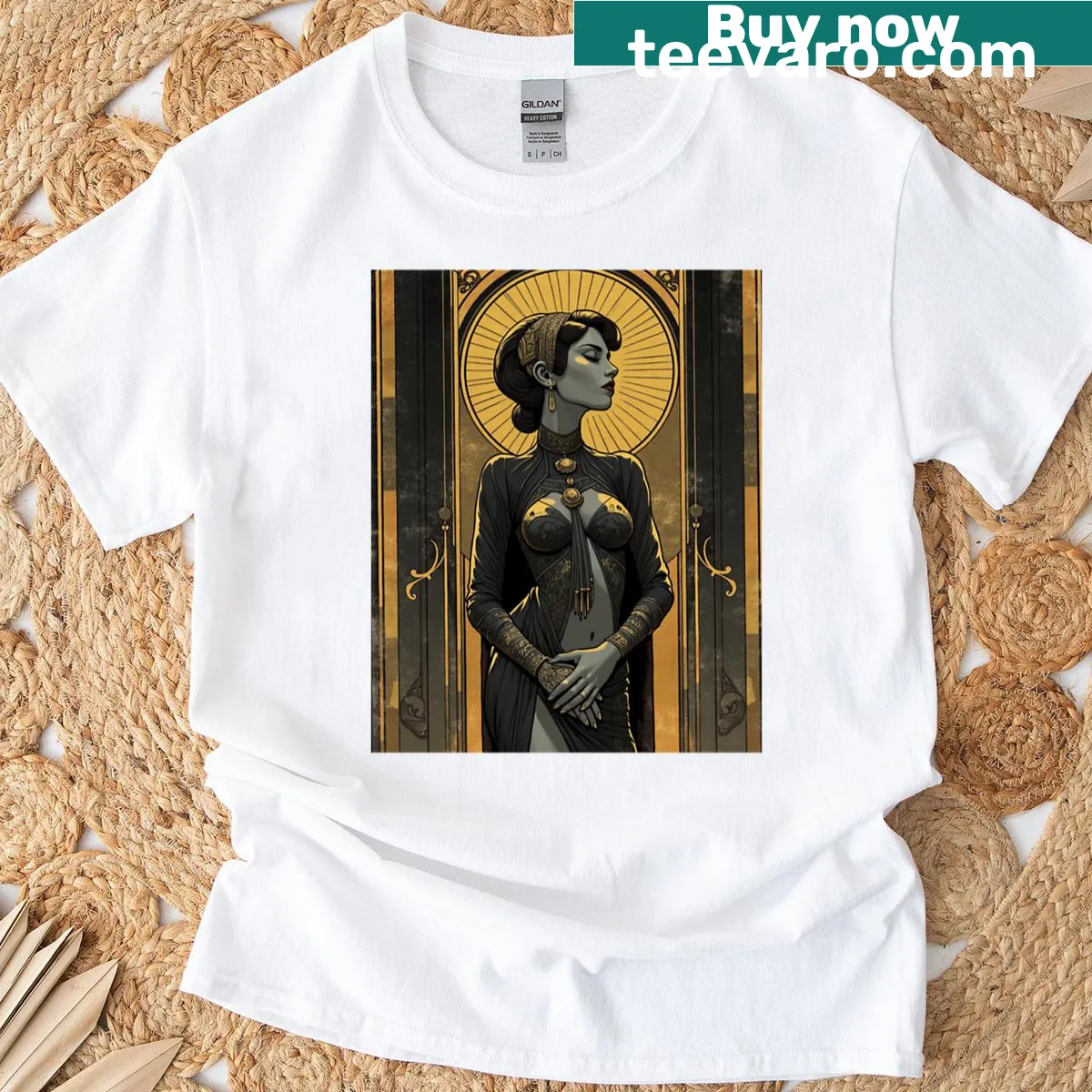 Stylized cityscape design with the word 'Jolie' on a T-shirt — on a men's t-shirt