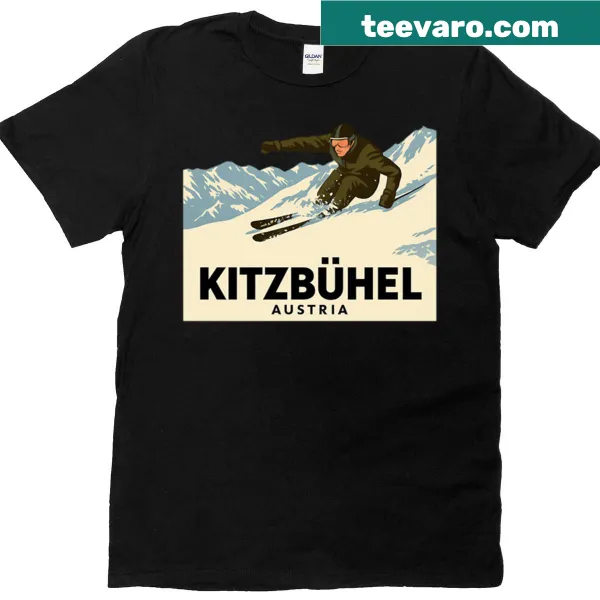 Retro art T-shirt depicting the scenic beauty of Kitzbhel, Austria