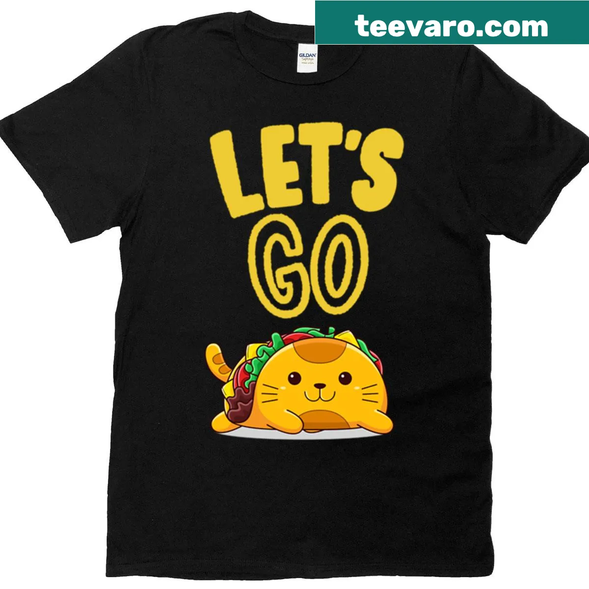 Lets Go Taco Time Fun T-shirt with whimsical taco graphic — on a men's t-shirt