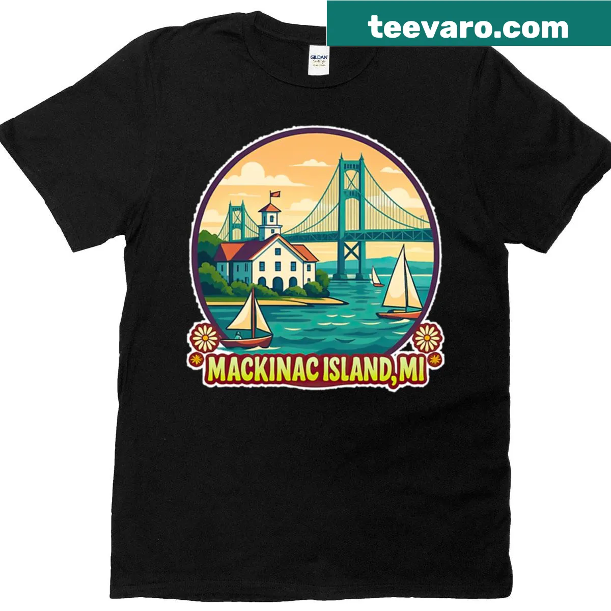 Illustration of Mackinac Island on a T-shirt — on a men's t-shirt
