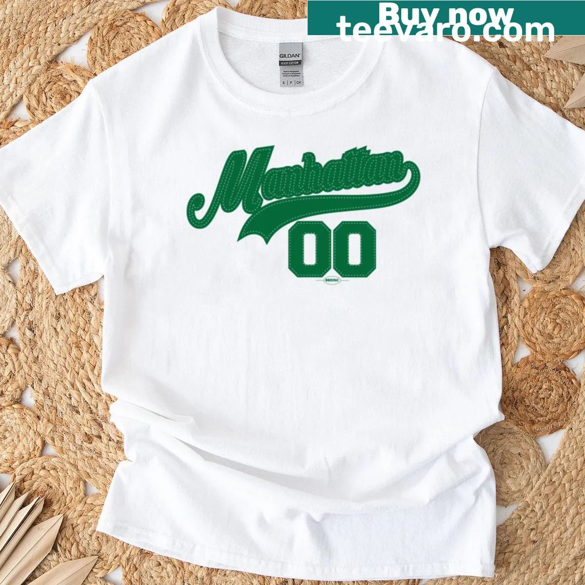 Emblematic design honoring Manhattan on a trendy t-shirt — on a men's t-shirt