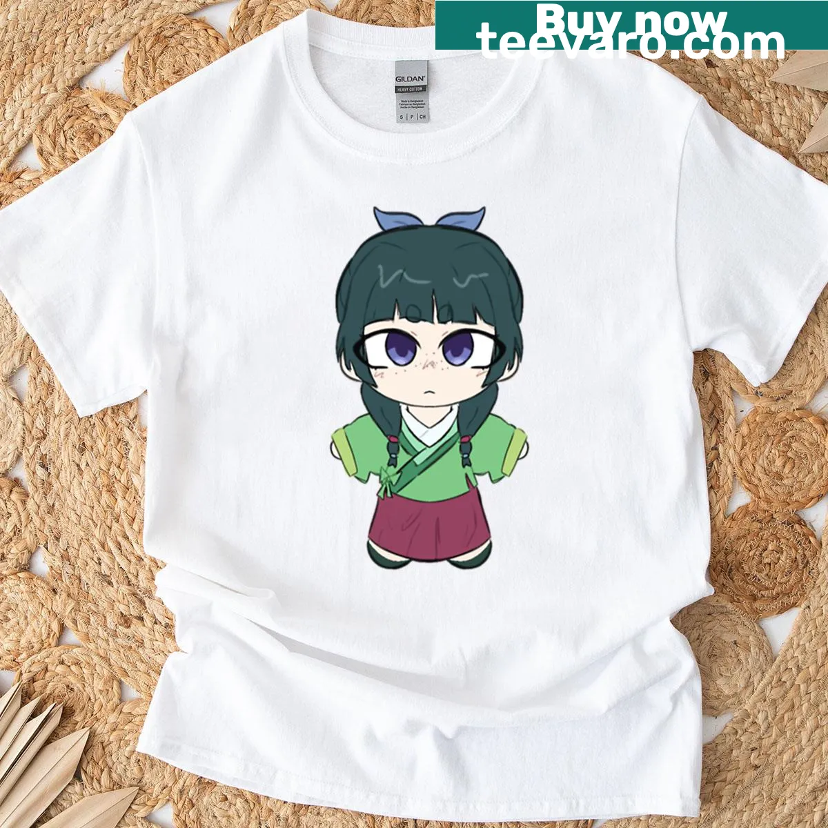 Cute cartoon graphic of a Maomao on a fun t-shirt — on a men's t-shirt