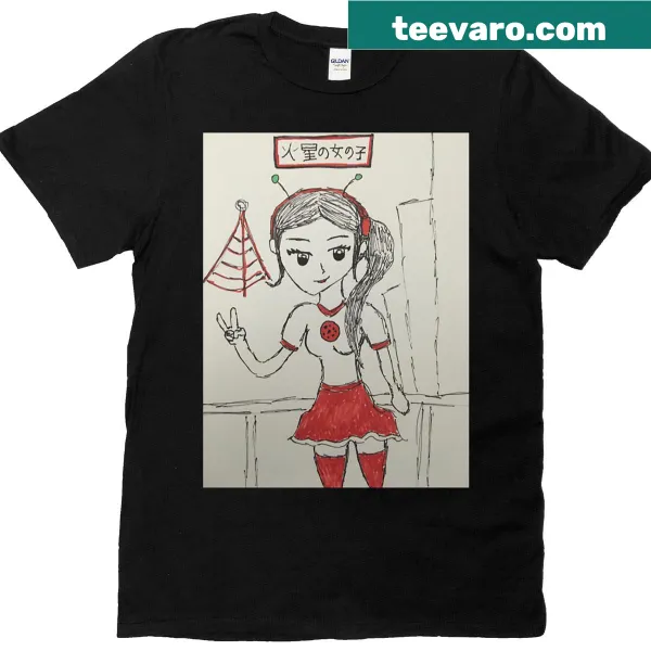 Whimsical Mars Girl t-shirt with exploration theme