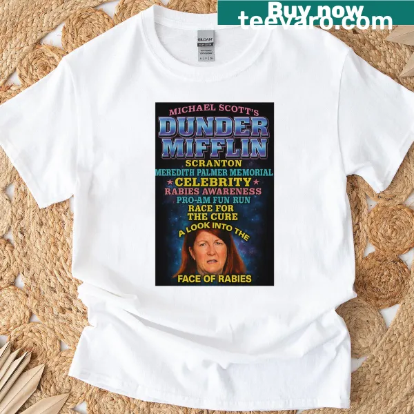 Parody design referencing Michael Scott's fun run from The Office on a t-shirt