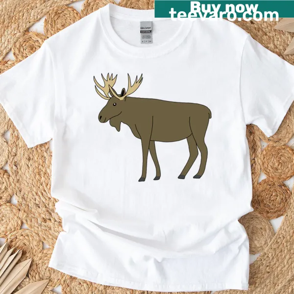 T-shirt featuring a moose graphic, simple and striking design