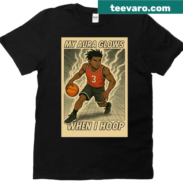 Active T-shirt with 'My Aura Glows When I Hoop' text