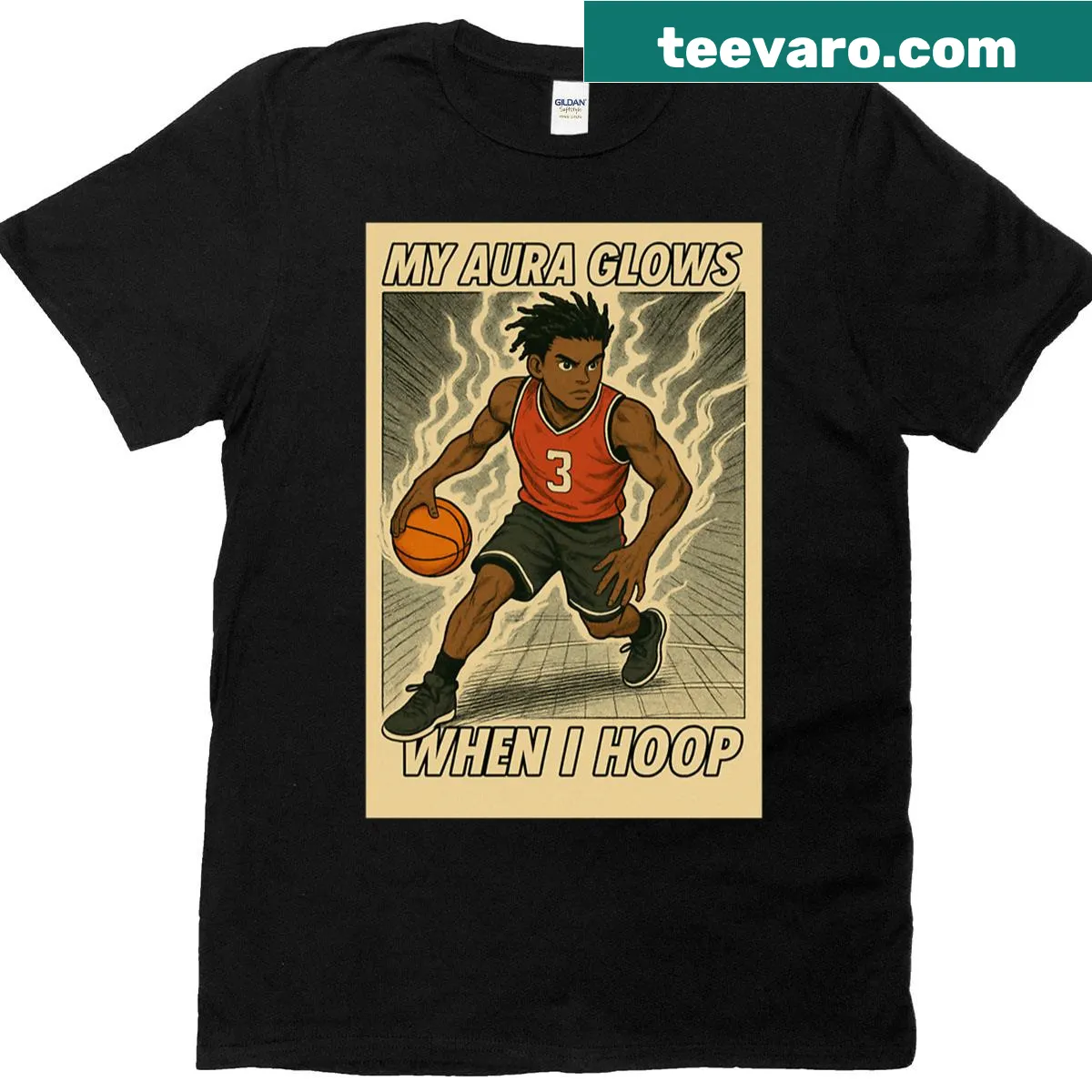 Active T-shirt with 'My Aura Glows When I Hoop' text — on a men's t-shirt
